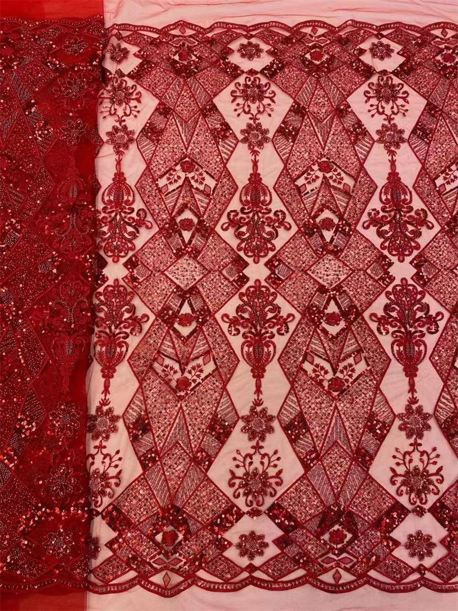 Embroidered Beaded Lace Fabric - 5 Yards | MOD JJ120