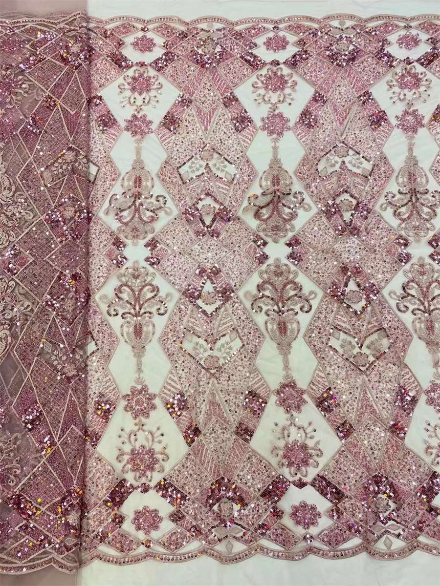 Embroidered Beaded Lace Fabric - 5 Yards | MOD JJ120