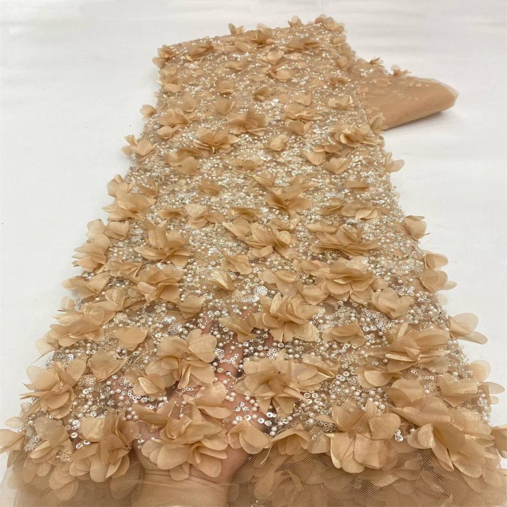 3D Floral Beaded Tulle Fabric - 5 Yards | MOD LiL9049