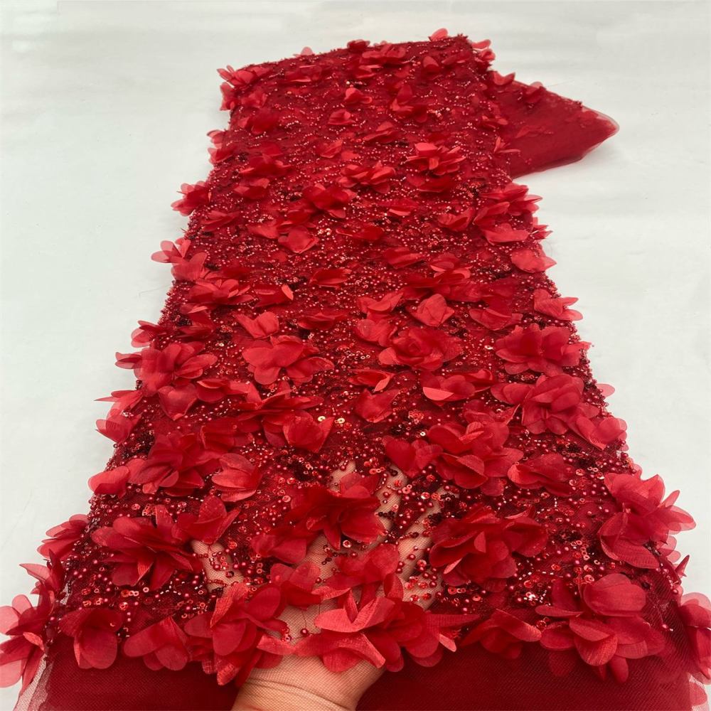 3D Floral Beaded Tulle Fabric - 5 Yards | MOD LiL9049