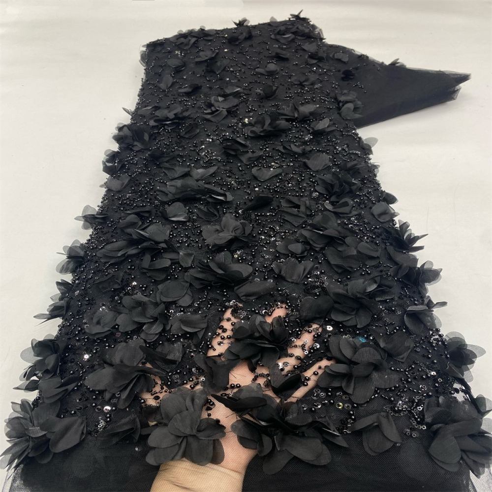 3D Floral Beaded Tulle Fabric - 5 Yards | MOD LiL9049