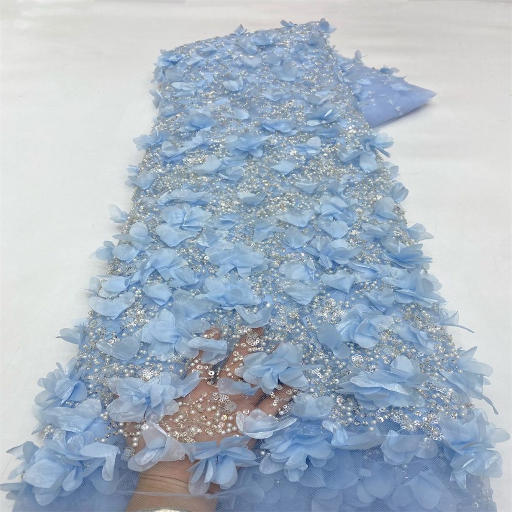 3D Floral Beaded Tulle Fabric - 5 Yards | MOD LiL9049