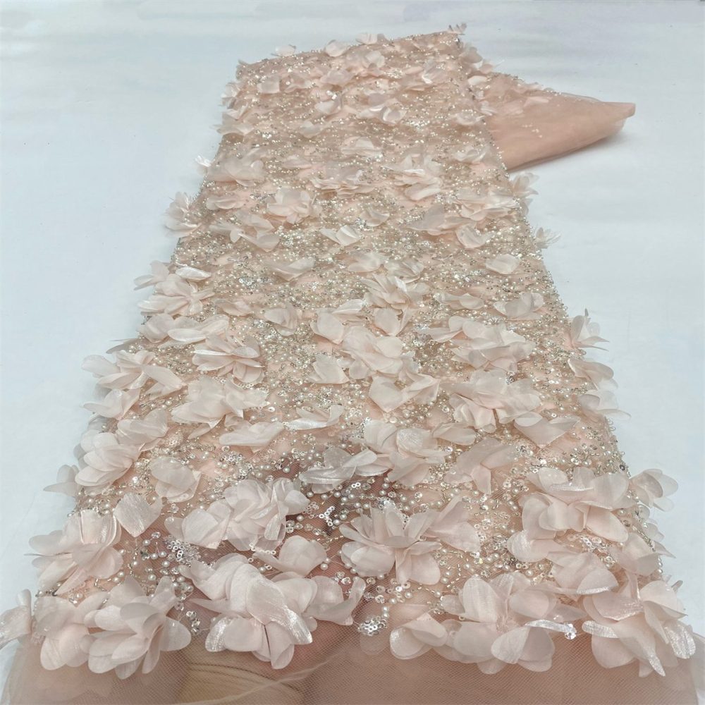 3D Floral Beaded Tulle Fabric - 5 Yards | MOD LiL9049