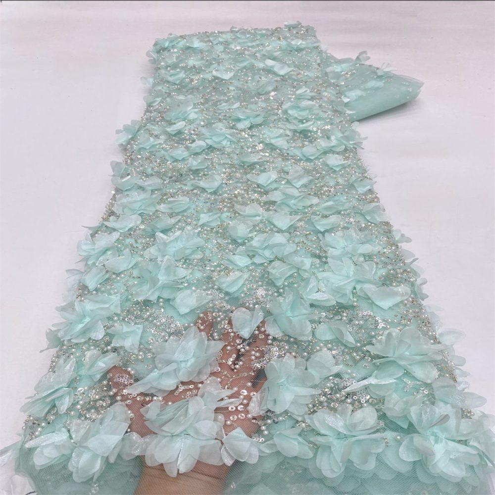 3D Floral Beaded Tulle Fabric - 5 Yards | MOD LiL9049