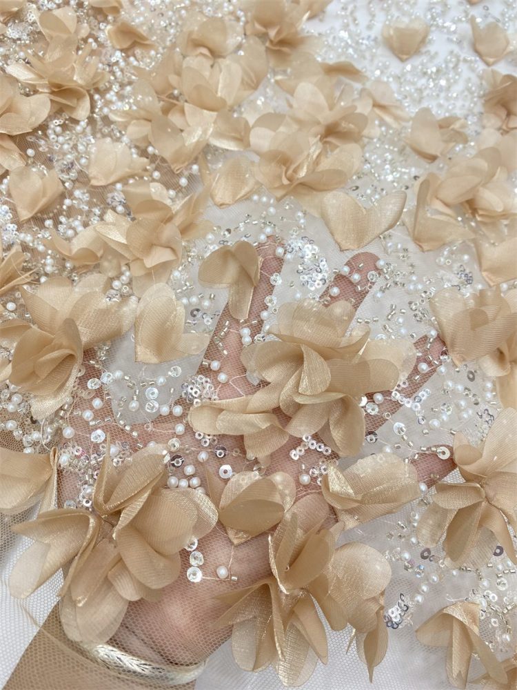 3D Floral Beaded Tulle Fabric - 5 Yards | MOD LiL9049