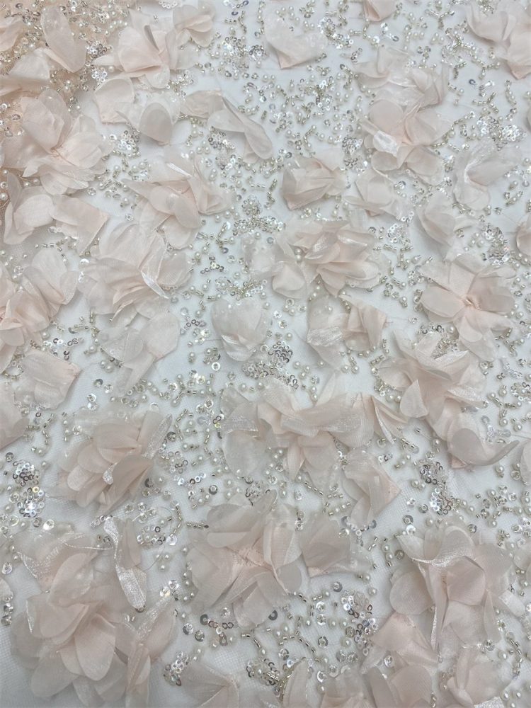 3D Floral Beaded Tulle Fabric - 5 Yards | MOD LiL9049