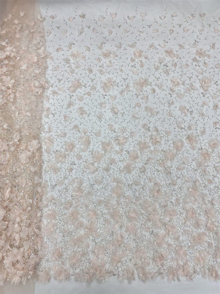 3D Floral Beaded Tulle Fabric - 5 Yards | MOD LiL9049
