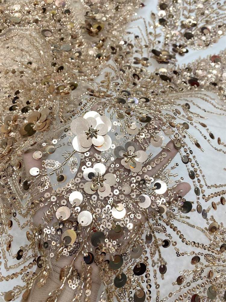 Beaded Tulle Lace Fabric - 5 Yards | MOD LiL9048