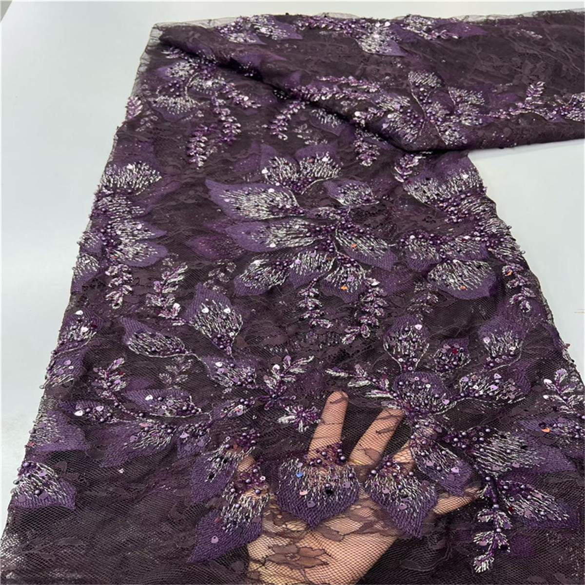 Beaded Lace Fabric - 5 Yards | LiL9047