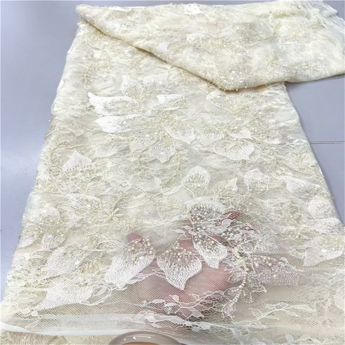 Beaded Lace Fabric - 5 Yards | LiL9047