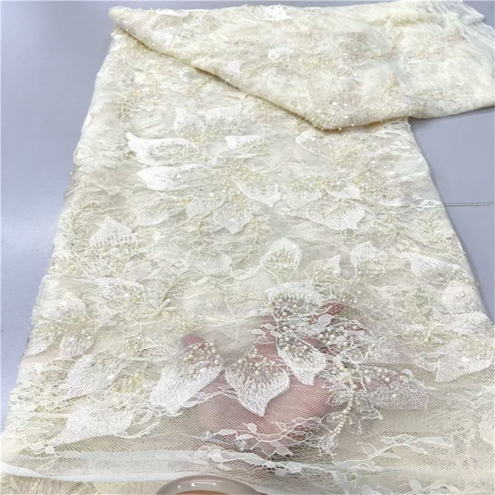 Beaded Lace Fabric - 5 Yards | LiL9047
