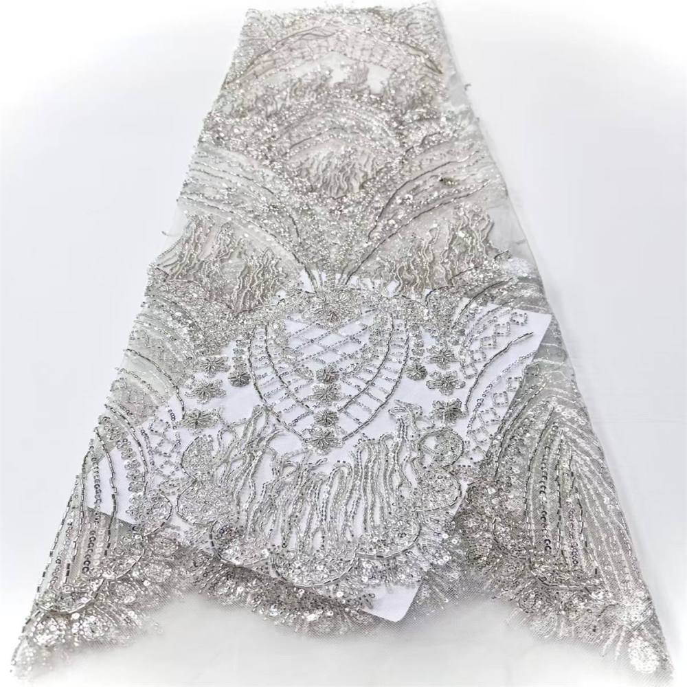 Fringe Beaded Tulle Fabric - 5 Yards | GID HN344