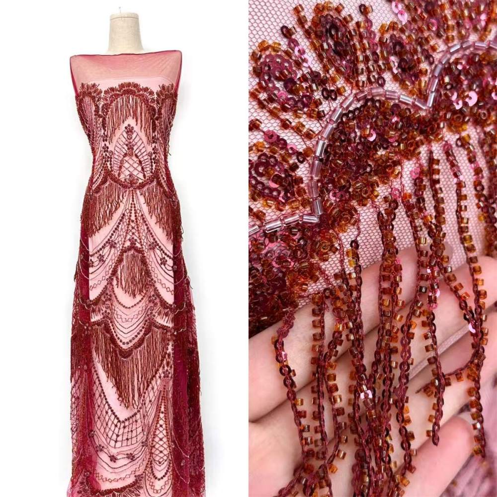 Fringe Beaded Tulle Fabric - 5 Yards | Ref. HN344