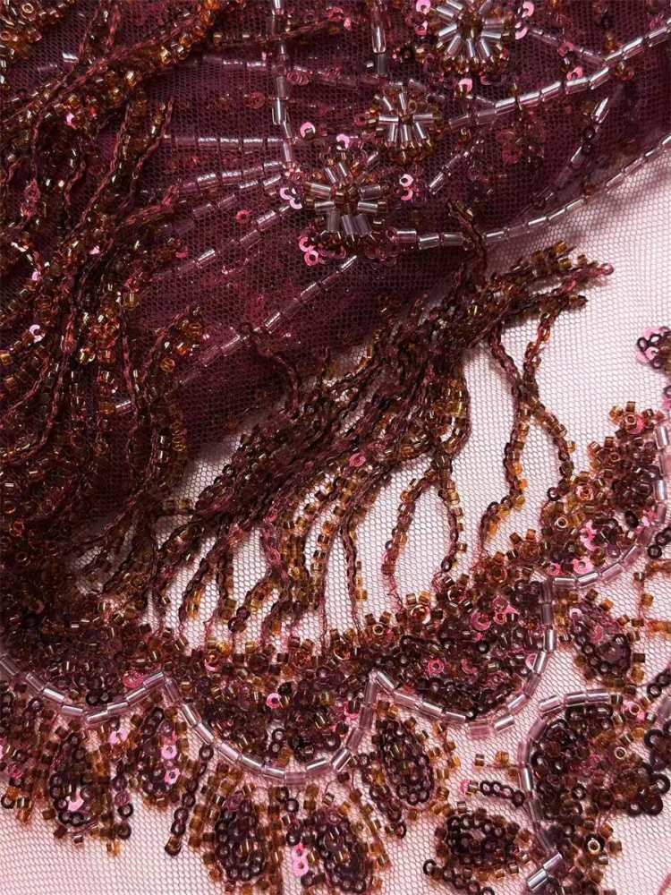 Fringe Beaded Tulle Fabric - 5 Yards | Ref. HN344