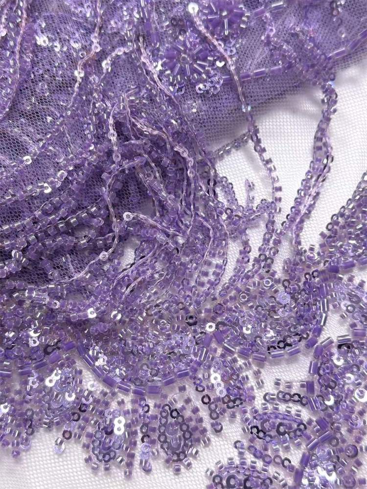 Fringe Beaded Tulle Fabric - 5 Yards | GID HN344