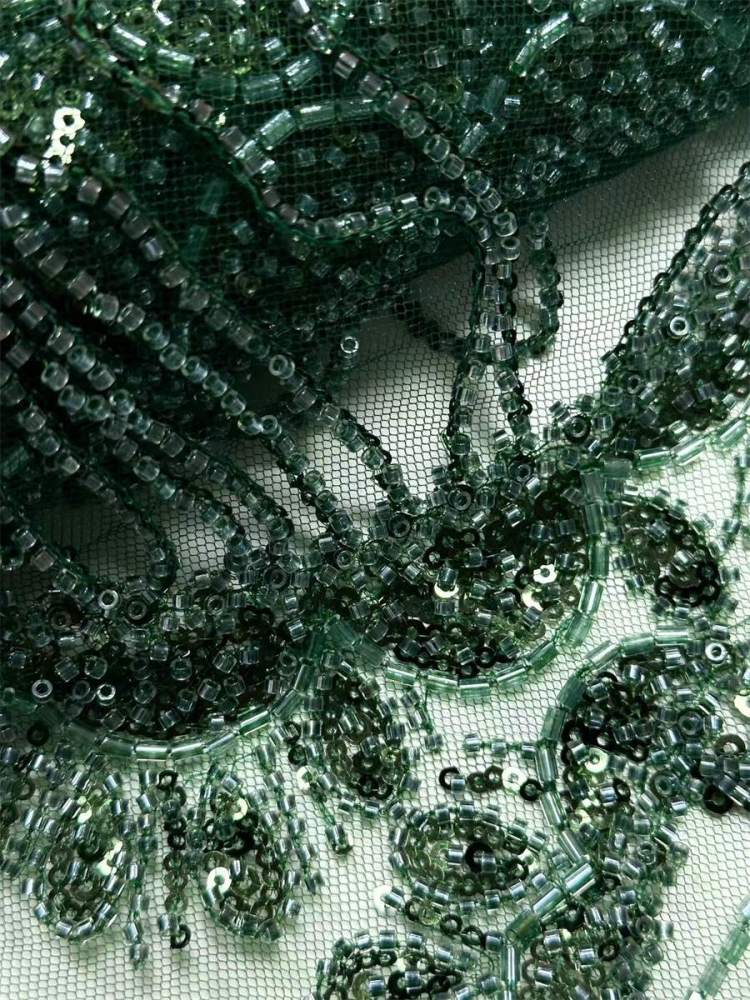 Fringe Beaded Tulle Fabric - 5 Yards | GID HN344