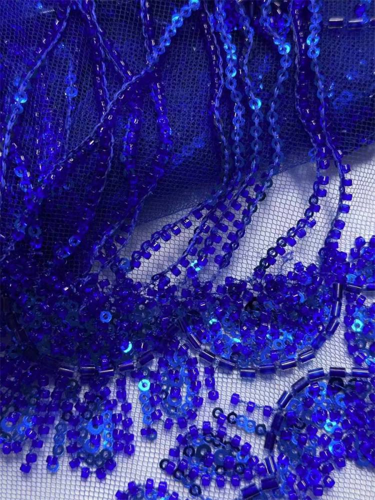 Fringe Beaded Tulle Fabric - 5 Yards | GID HN344