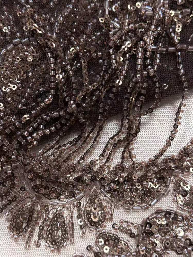 Fringe Beaded Tulle Fabric - 5 Yards | GID HN344