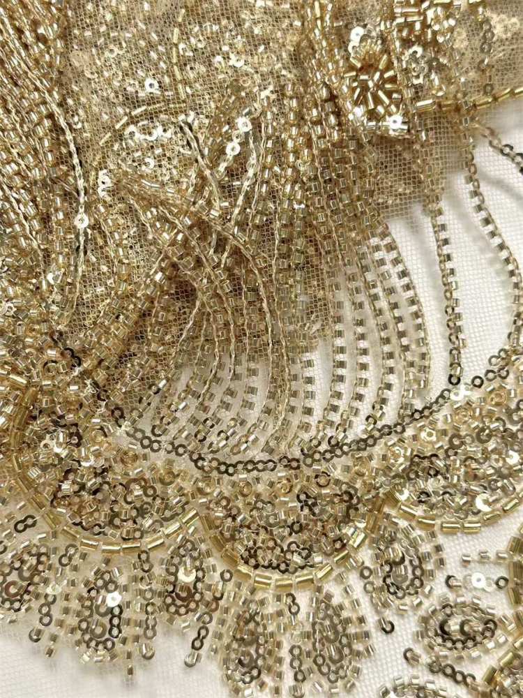 Fringe Beaded Tulle Fabric - 5 Yards | GID HN344
