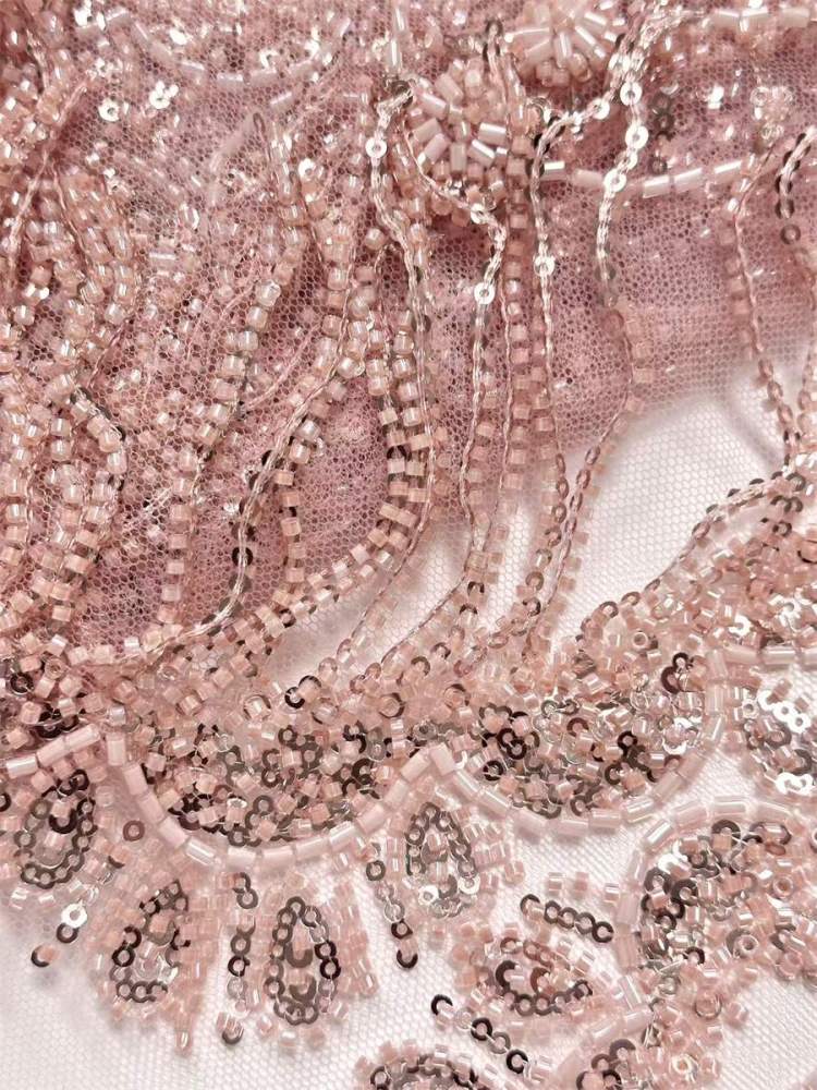 Fringe Beaded Tulle Fabric - 5 Yards | GID HN344