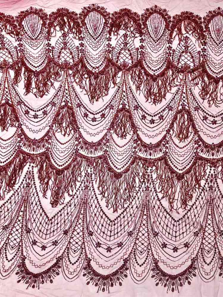 Fringe Beaded Tulle Fabric - 5 Yards | Ref. HN344