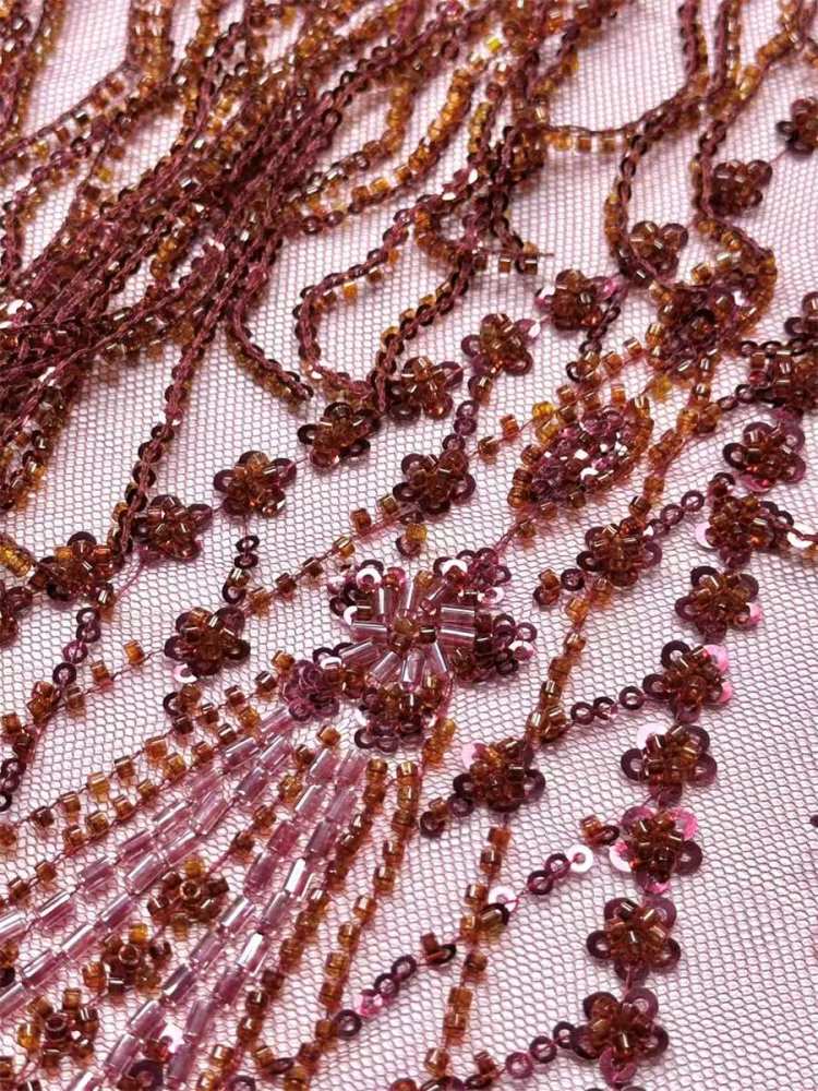Fringe Beaded Tulle Fabric - 5 Yards | Ref. HN344