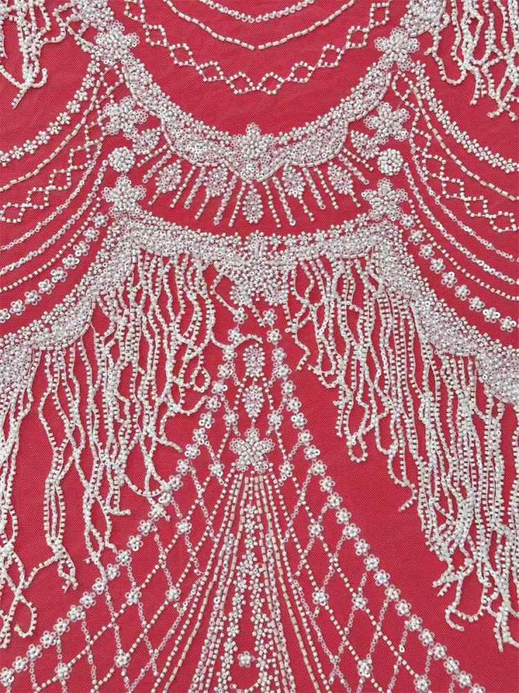 Fringe Beaded Tulle Fabric - 5 Yards | GID HN344