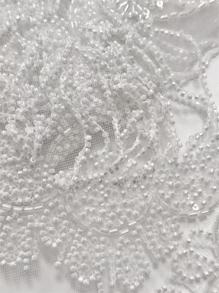 Fringe Beaded Tulle Fabric - 5 Yards | GID HN344