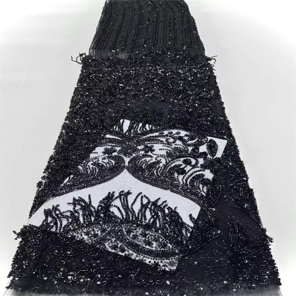 Fringe Beaded Tulle Fabric - 5 Yards | HN348