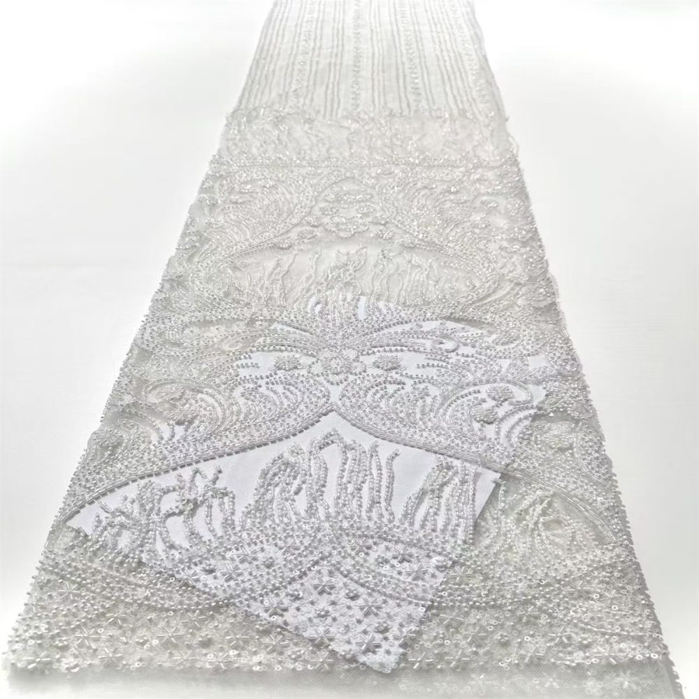 Fringe Beaded Tulle Fabric - 5 Yards | HN348