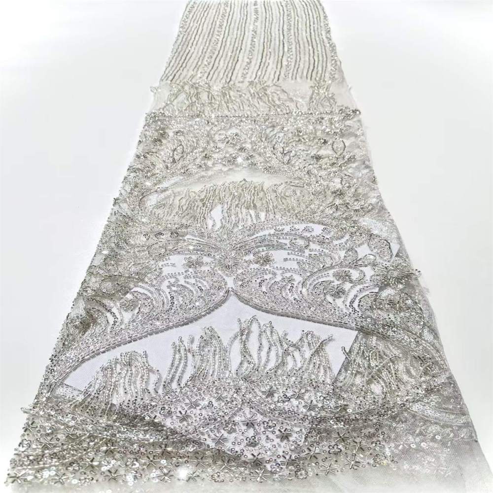 Fringe Beaded Tulle Fabric - 5 Yards | HN348
