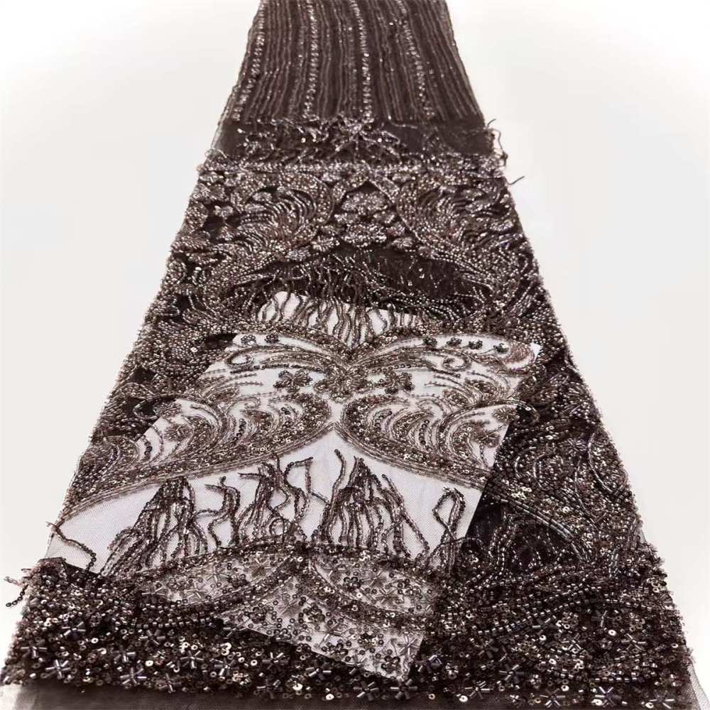 Fringe Beaded Tulle Fabric - 5 Yards | HN348