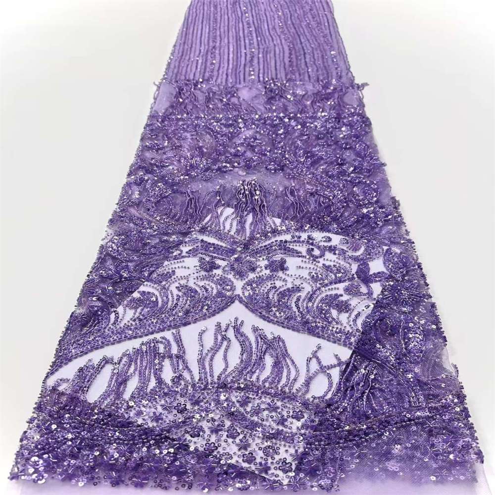 Fringe Beaded Tulle Fabric - 5 Yards | HN348