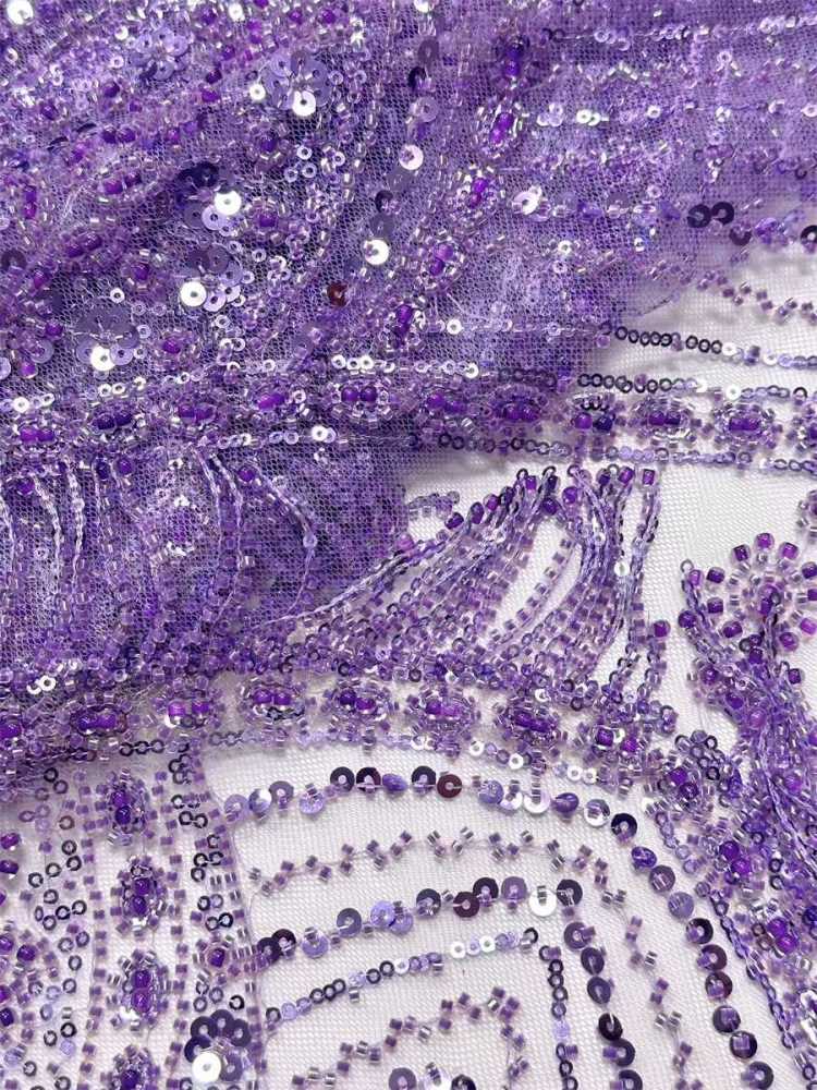 Fringe Beaded Tulle Fabric - 5 Yards | HN348