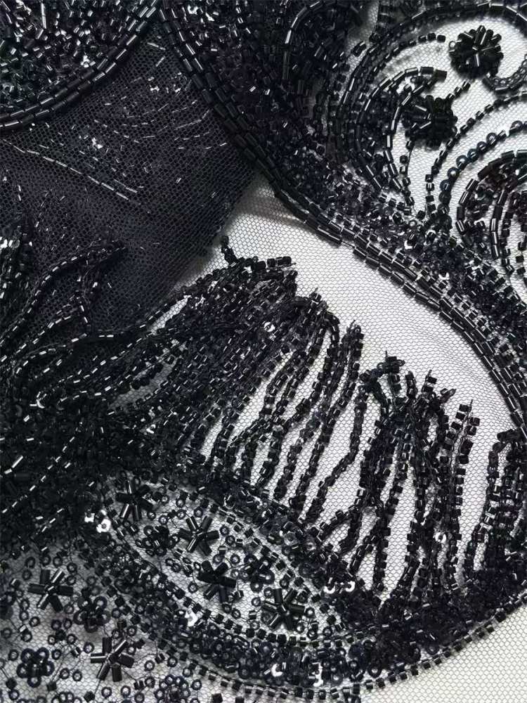 Fringe Beaded Tulle Fabric - 5 Yards | HN348