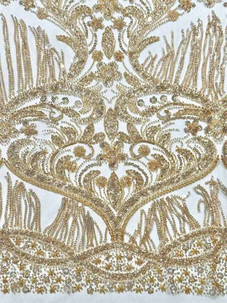 Fringe Beaded Tulle Fabric - 5 Yards | HN348