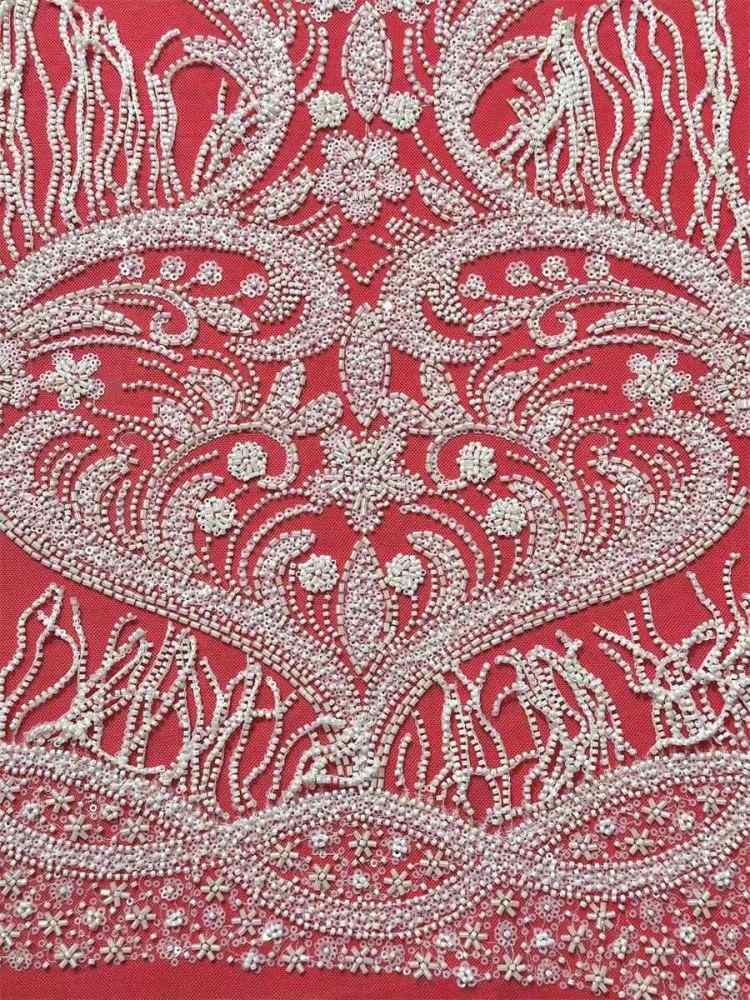 Fringe Beaded Tulle Fabric - 5 Yards | HN348