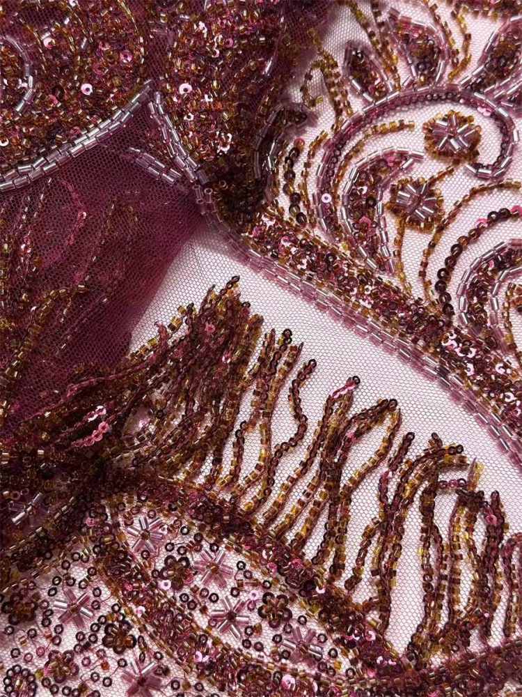 Fringe Beaded Tulle Fabric - 5 Yards | HN348