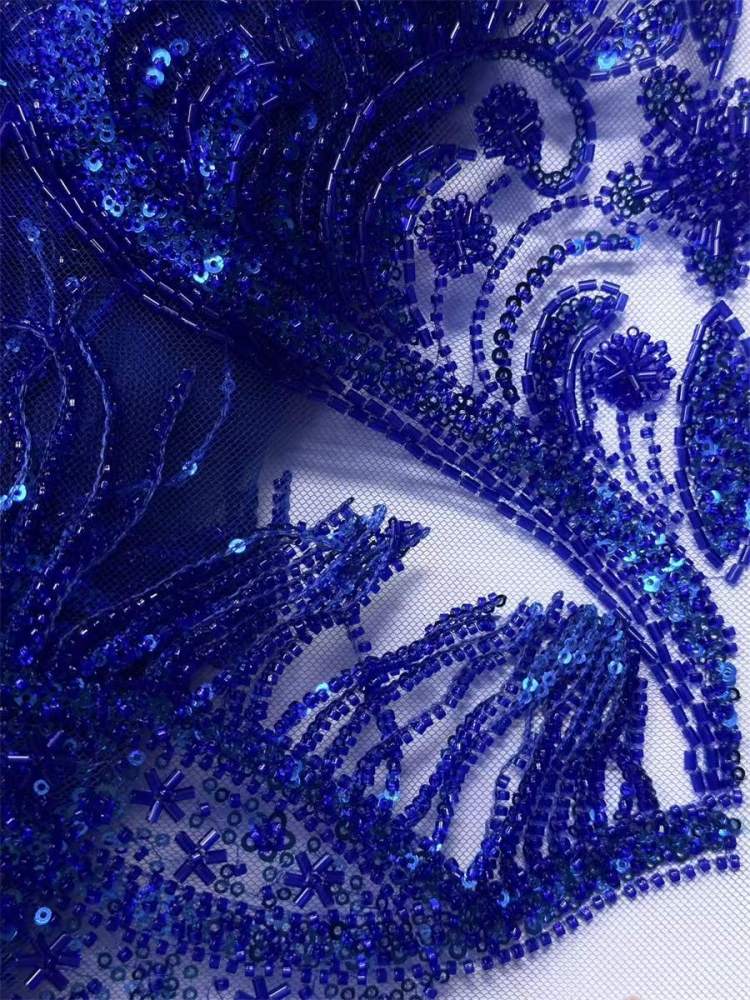 Fringe Beaded Tulle Fabric - 5 Yards | HN348