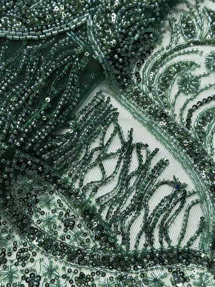 Fringe Beaded Tulle Fabric - 5 Yards | HN348