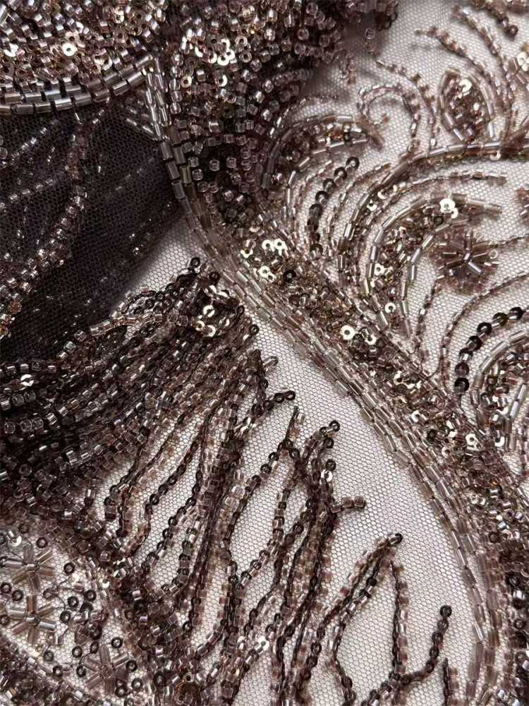 Fringe Beaded Tulle Fabric - 5 Yards | HN348