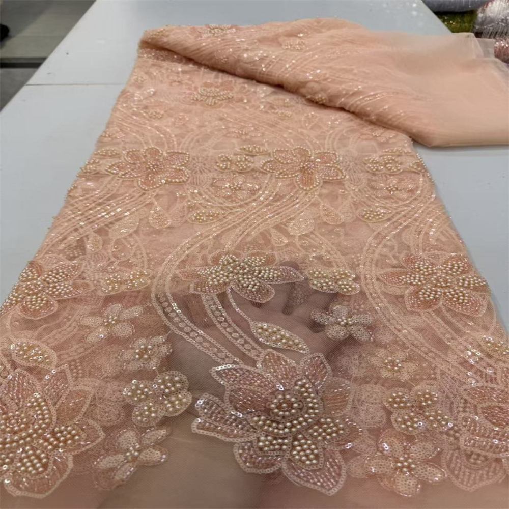 Beaded Tulle Lace Fabric LiL9054