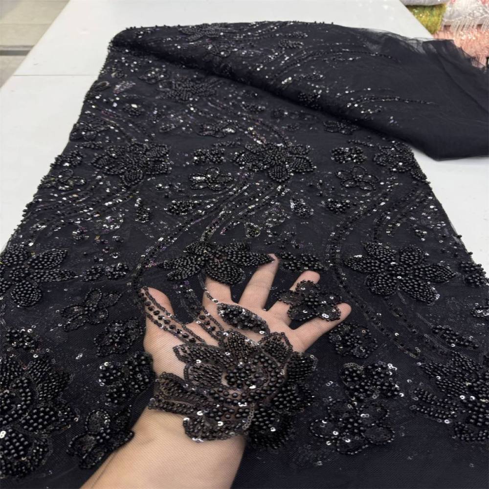 Beaded Tulle Lace Fabric LiL9054