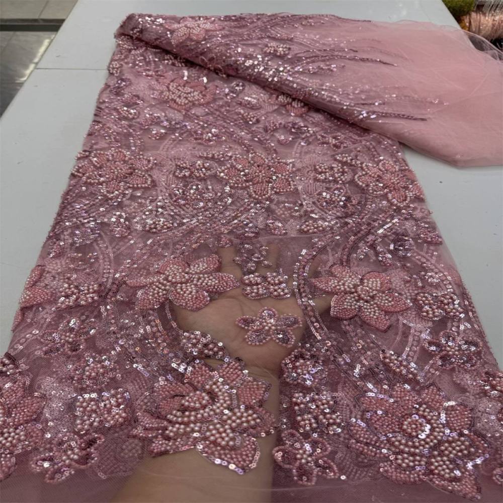 Beaded Tulle Lace Fabric LiL9054