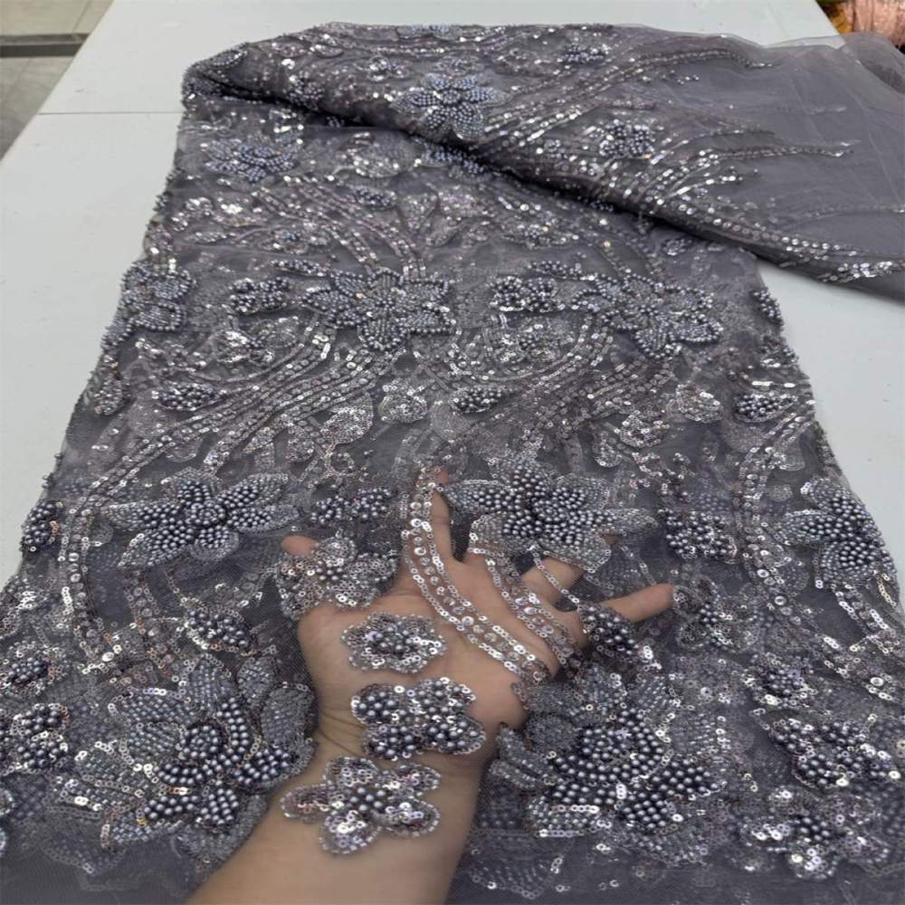 Beaded Tulle Lace Fabric LiL9054