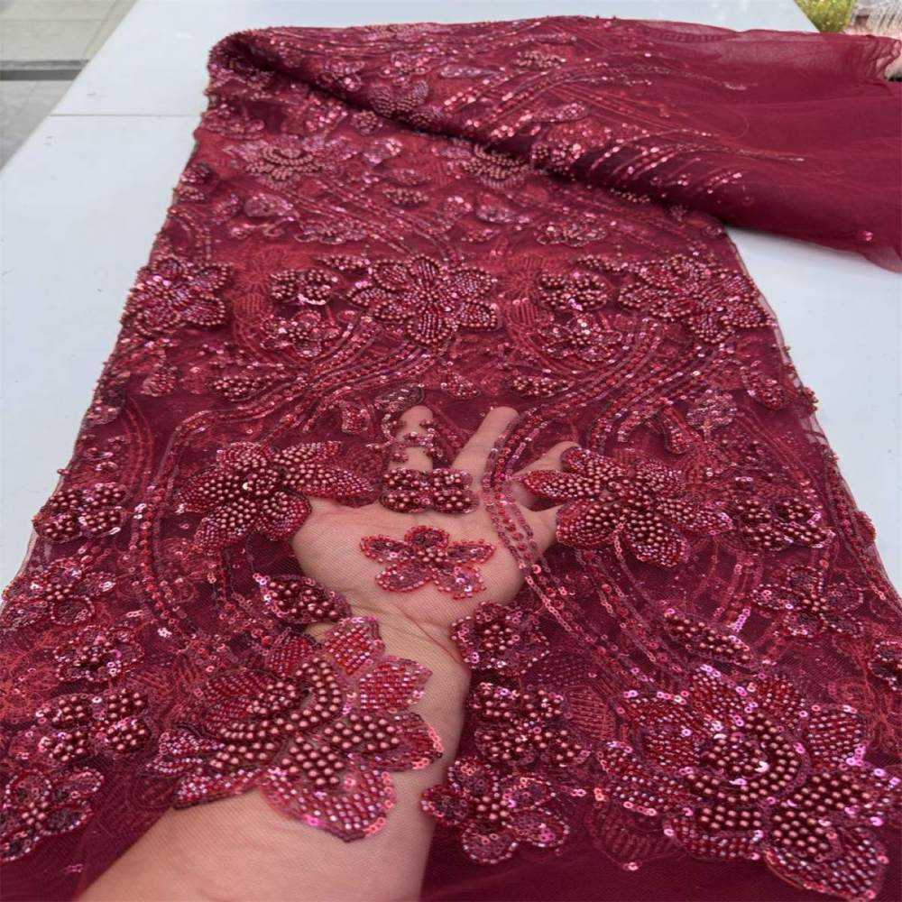 Beaded Tulle Lace Fabric LiL9054