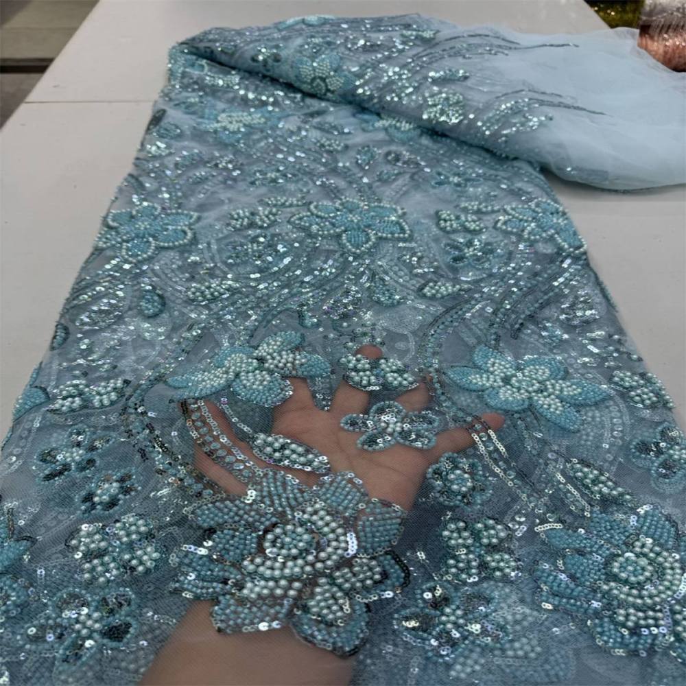 Beaded Tulle Lace Fabric LiL9054