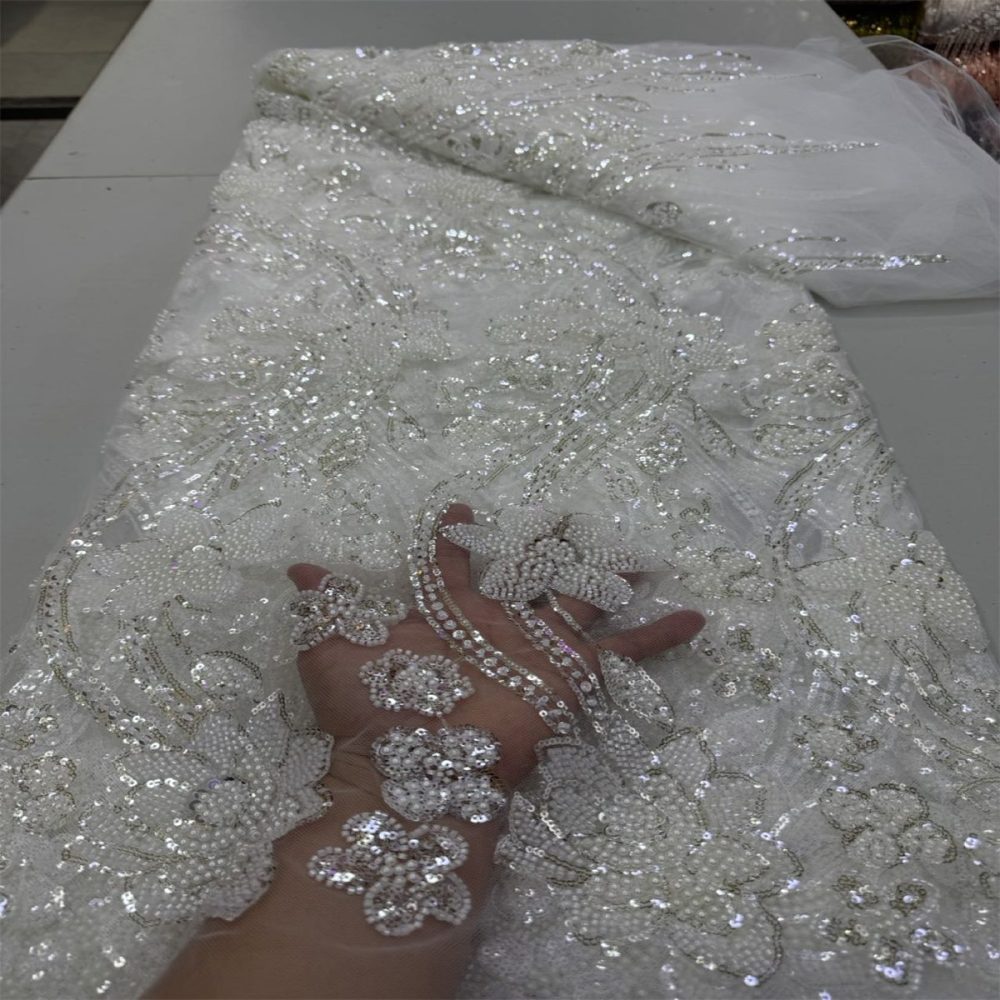 Beaded Tulle Lace Fabric LiL9054