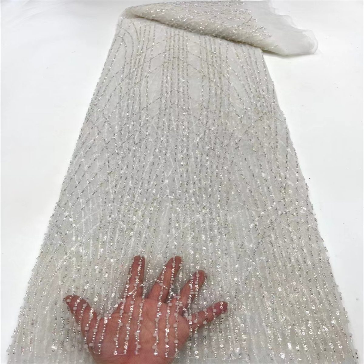 Beaded Fabric for Dresses - 5 Yards | PID JX236