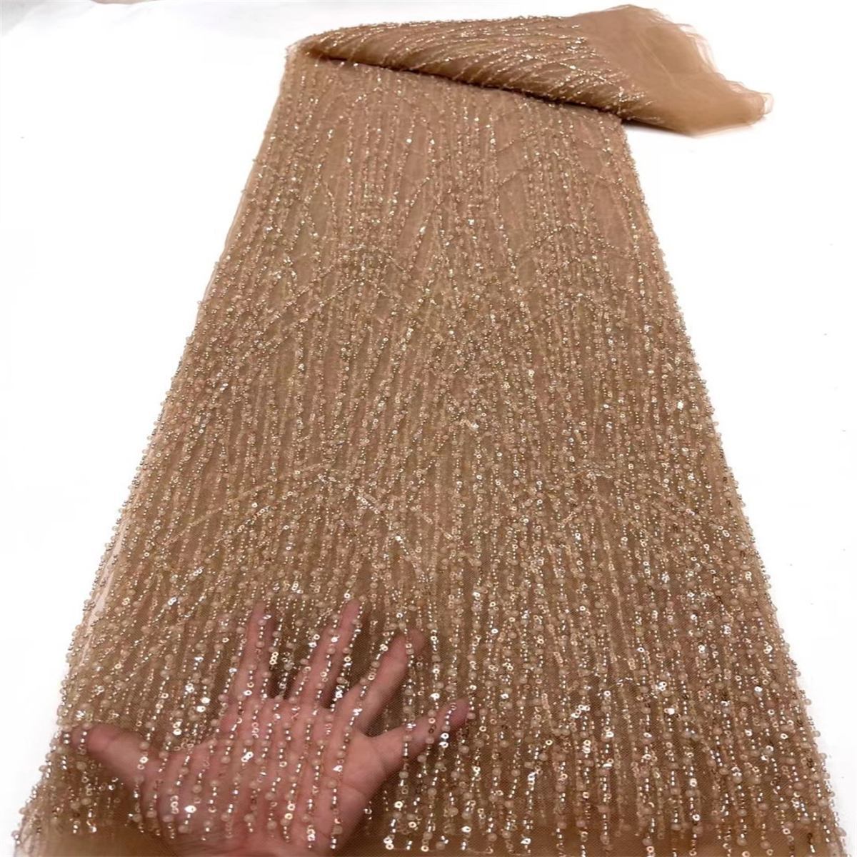Beaded Fabric for Dresses - 5 Yards | PID JX236